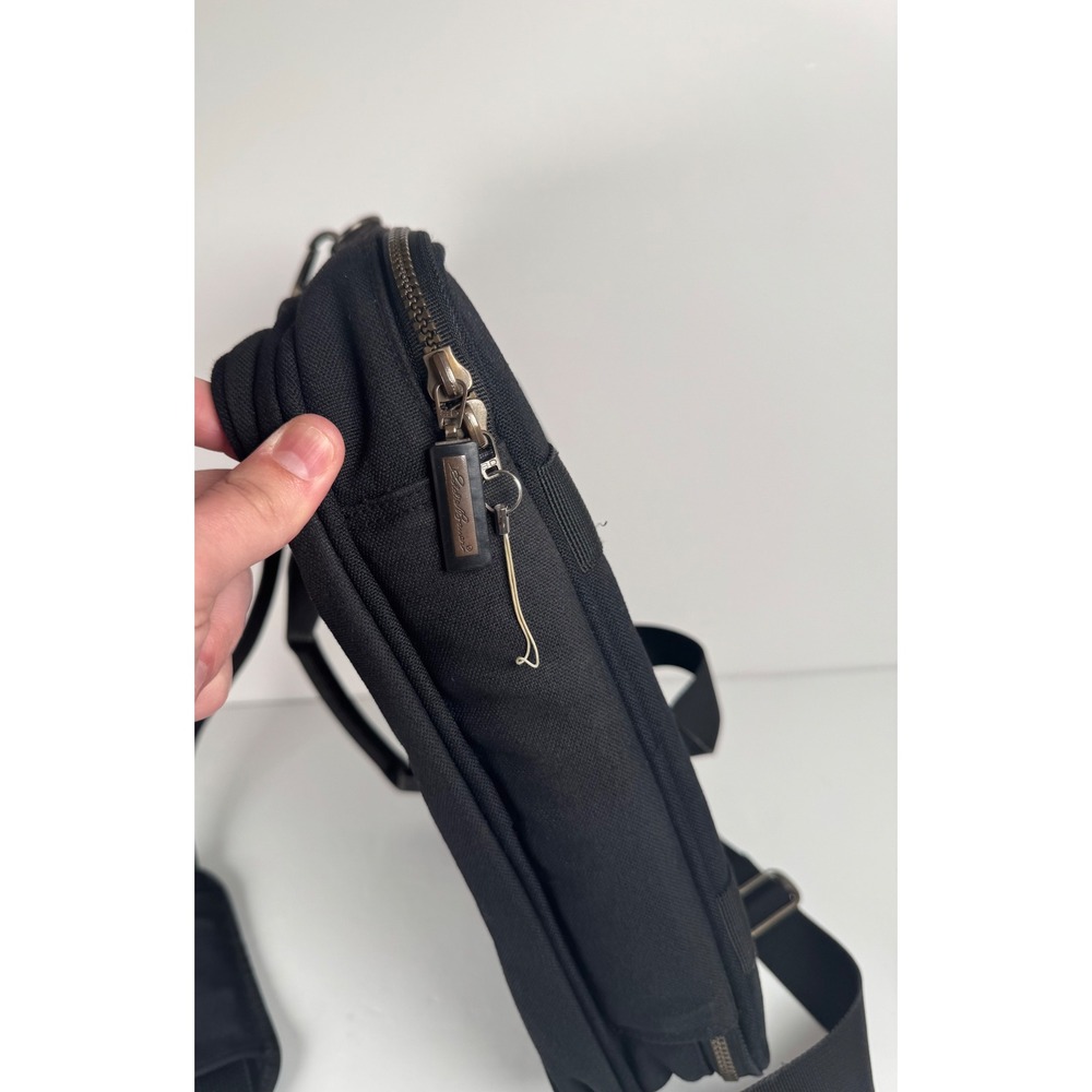 Eddie Bauer Messenger Computer Laptop Bag Zip Up Black Travel Business Casual - Picture 5 of 8